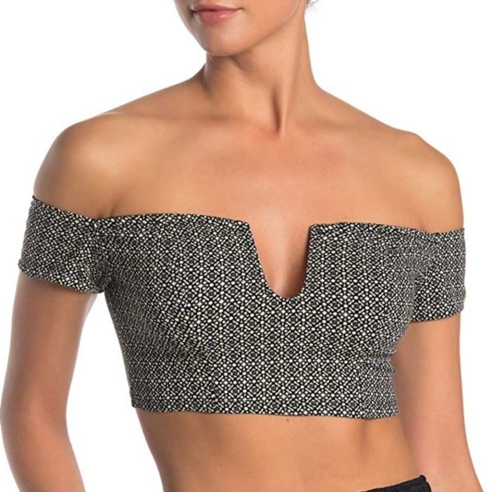 Free People Lucky Now Brami Top in black combo sizes M new with tag - Picture 1 of 5